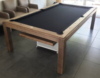 John West Billardtisch Dinner Design Vintage Oak mit Schiefer- und Abdeckplatte