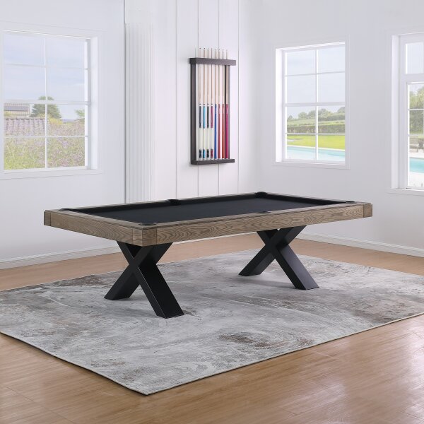 John West Billardtisch Dinner Xoon Vintage Oak 7 ft mit Schiefer- und Abdeckplatte
