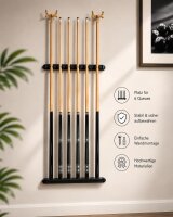 Billard Set - Wandhalterung + 4 professionelle Billardqueues + 2 Brückenqueues