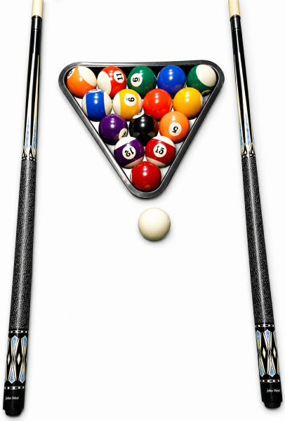 John West Profi Billard Set - Kugeln + Triangel + 2 Profi Queues JW-3